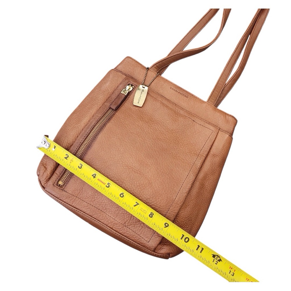 EVAN PICONE Vintage Brown Leather Handbag Purse - Ladies Camel Clr Shoulder Bag - Picture 7 of 16